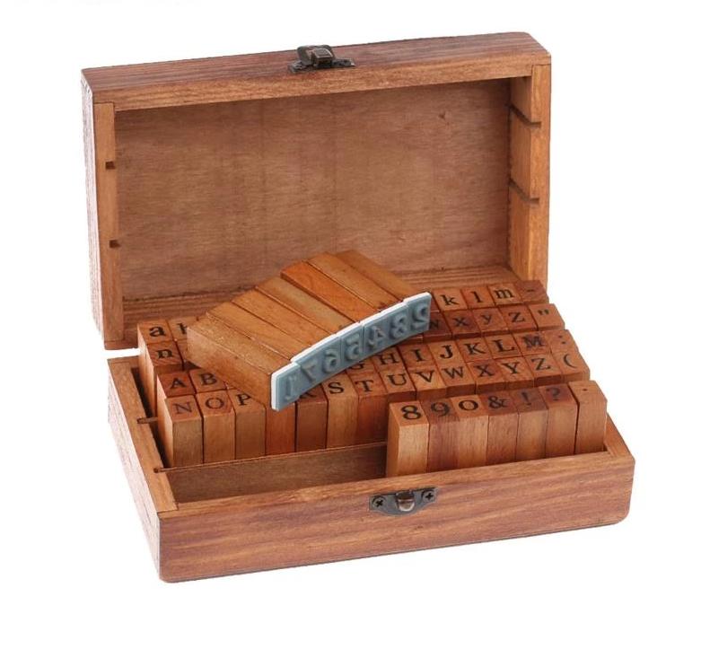 70 Piece Wooden Alphabet and Number Stamp Set Stamp Blocks Best Toy Store