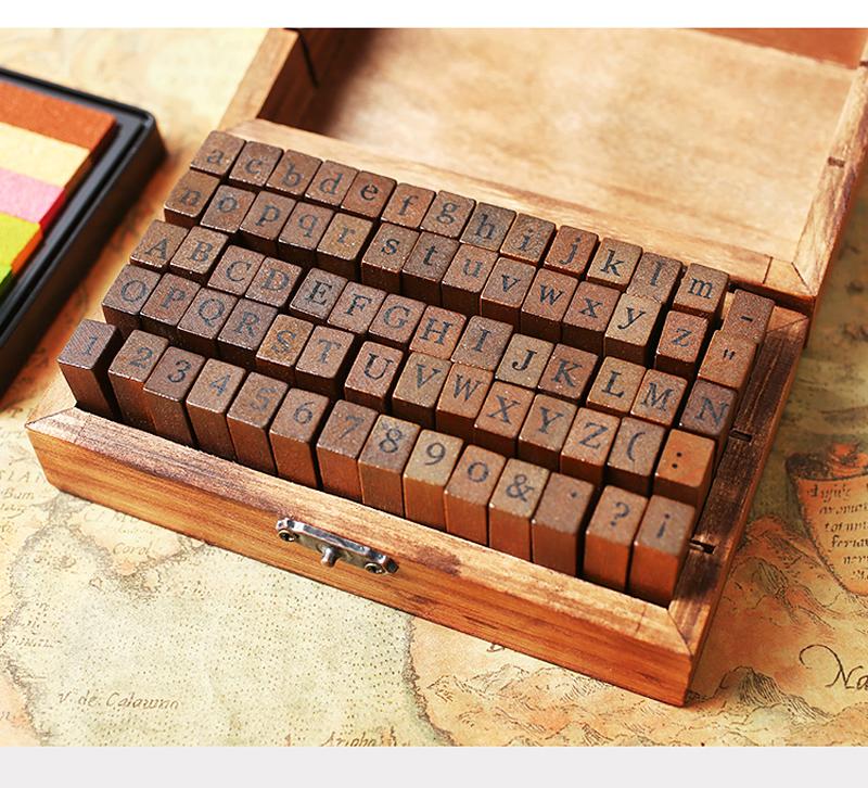 70 Piece Wooden Alphabet and Number Stamp Set Stamp Blocks Best Toy Store Block Letters
