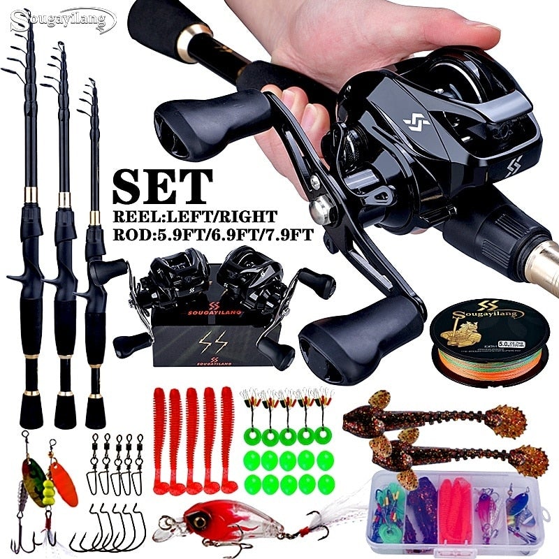 Carbon Fibre Fishing Rod and Reel Complete Starter Kit Fishing Rods Best Toy Store