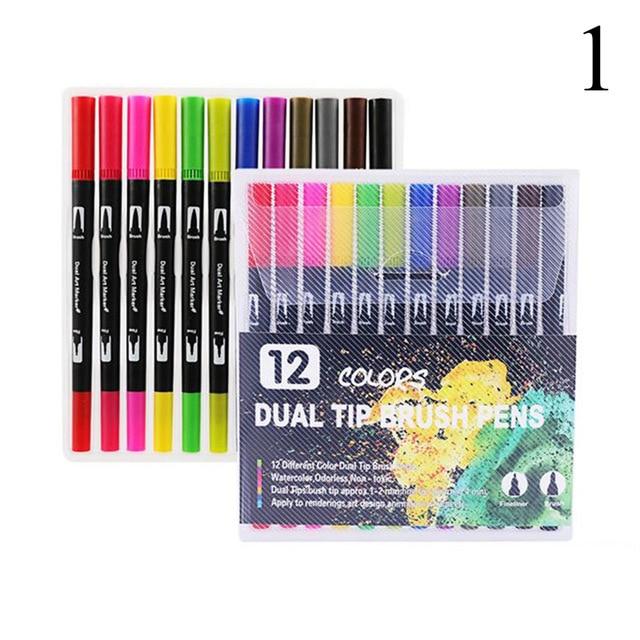Dual Tip Non-Toxic Marker Pens Markers & Highlighters Best Toy Store 12 Colours Black