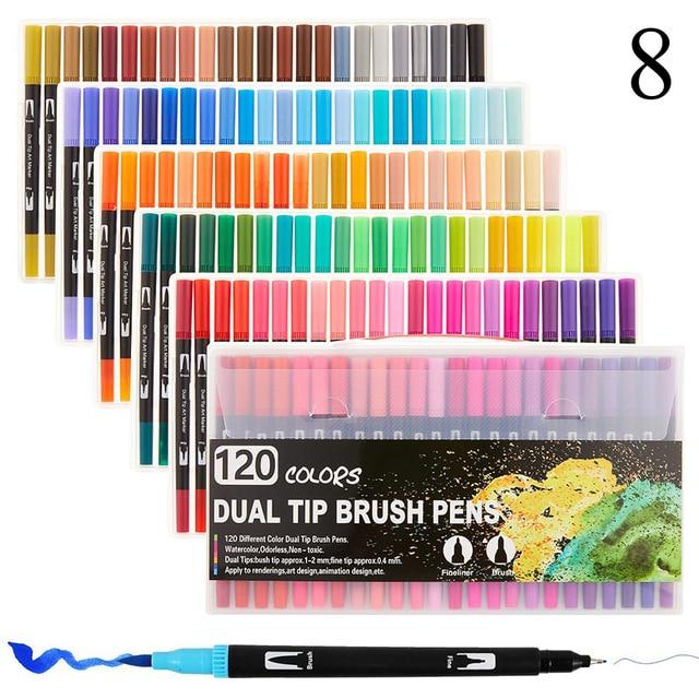 Dual Tip Non-Toxic Marker Pens Markers & Highlighters Best Toy Store 120 Colours Black