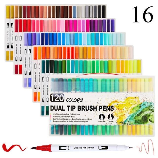 Dual Tip Non-Toxic Marker Pens Markers & Highlighters Best Toy Store 120 Colours White
