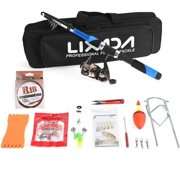 Fibreglass Fishing Rod and Reel Complete Starter Kit Fishing Rods Best Toy Store Blue Kit 2