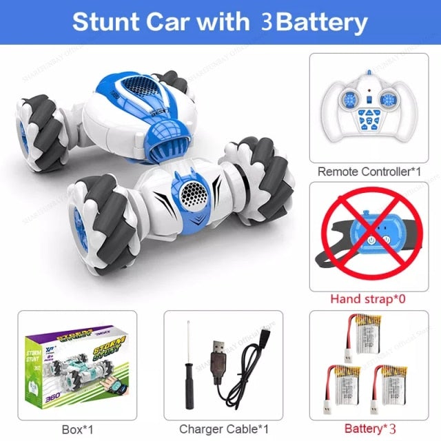 Hand Gesture Remote Control Drift Stunt Car RC Cars Best Toy Store Blue + No Watch + 3 Batteries