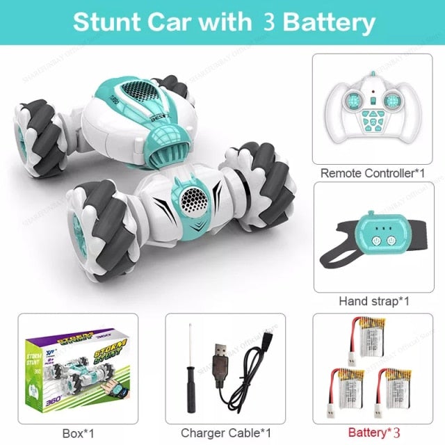 Hand Gesture Remote Control Drift Stunt Car RC Cars Best Toy Store Green + Watch + 3 Batteries