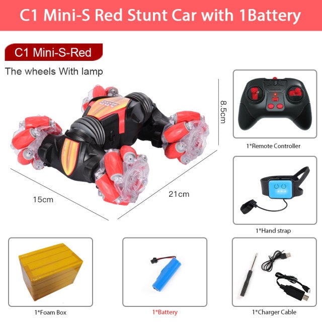Hand Gesture Remote Control Stunt Car Remote Control Cars & Lorries Best Toy Store Red C1 Mini S Car + 2 RC Controllers + 1 Battery