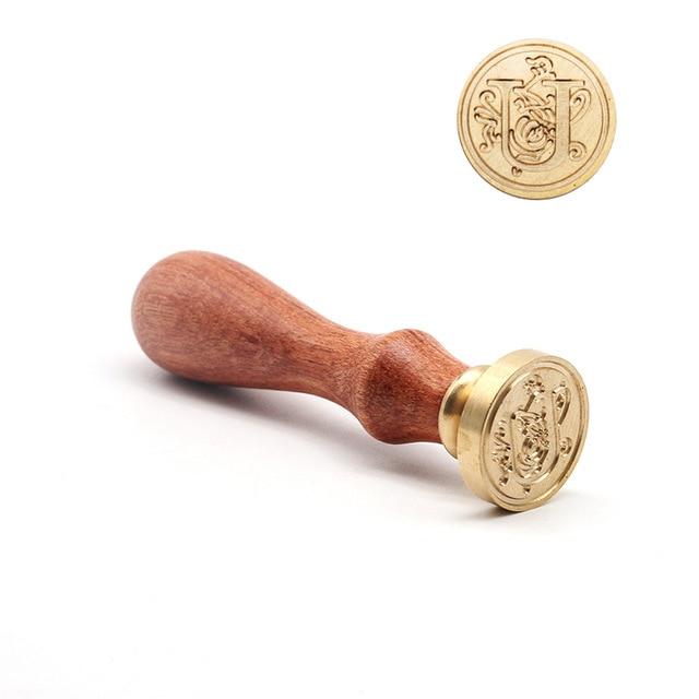 Vintage Wax Seal Alphabet Stamp Stamp Blocks Best Toy Store U + Handle