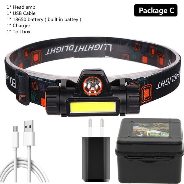 Waterproof Rechargeable Dual LED Head Torch Torches & Headlamps Best Toy Store Package C
