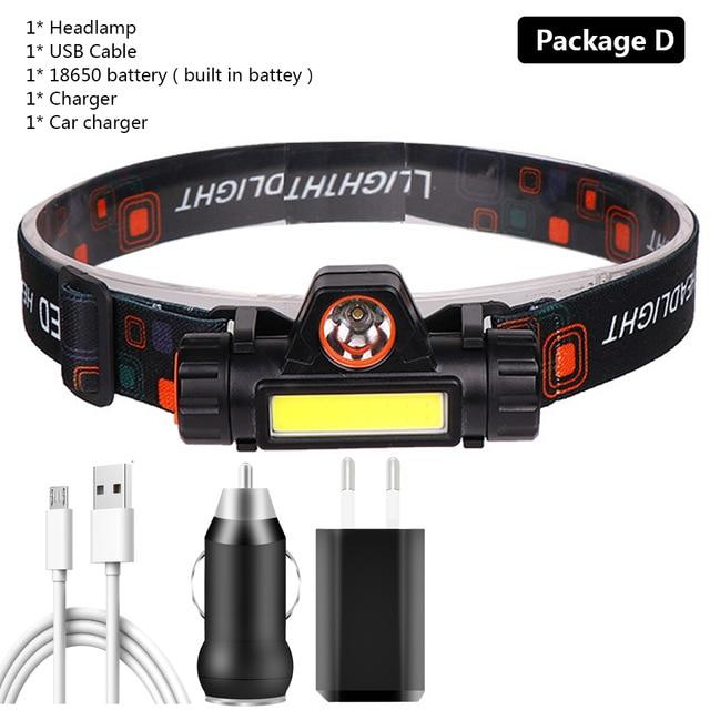 Waterproof Rechargeable Dual LED Head Torch Torches & Headlamps Best Toy Store Package D
