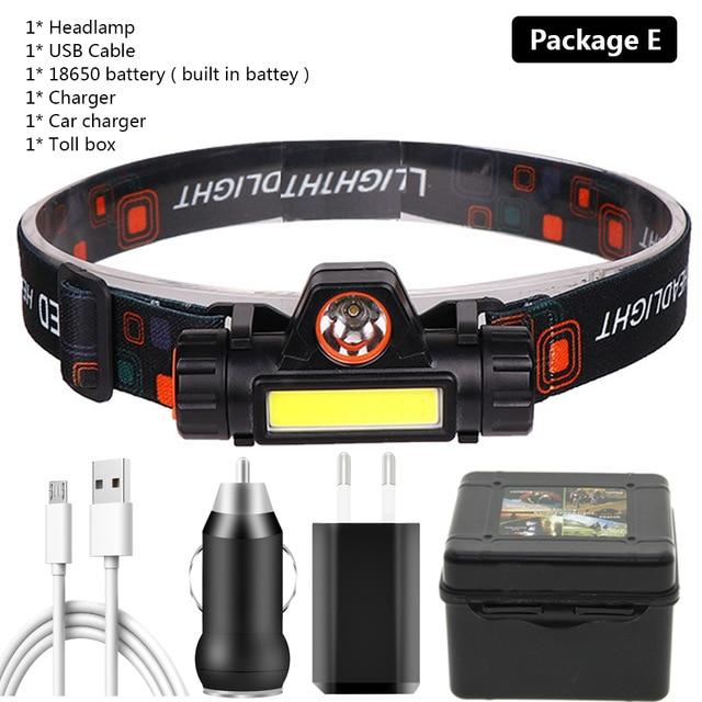Waterproof Rechargeable Dual LED Head Torch Torches & Headlamps Best Toy Store Package E