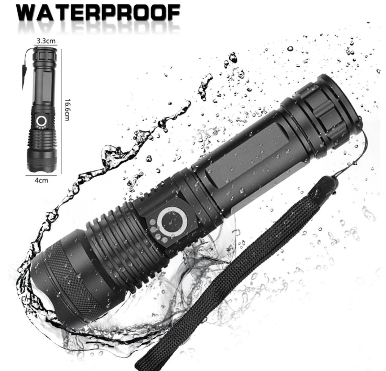 Waterproof Rechargeable LED Torch 500m Torches & Headlamps Best Toy Store