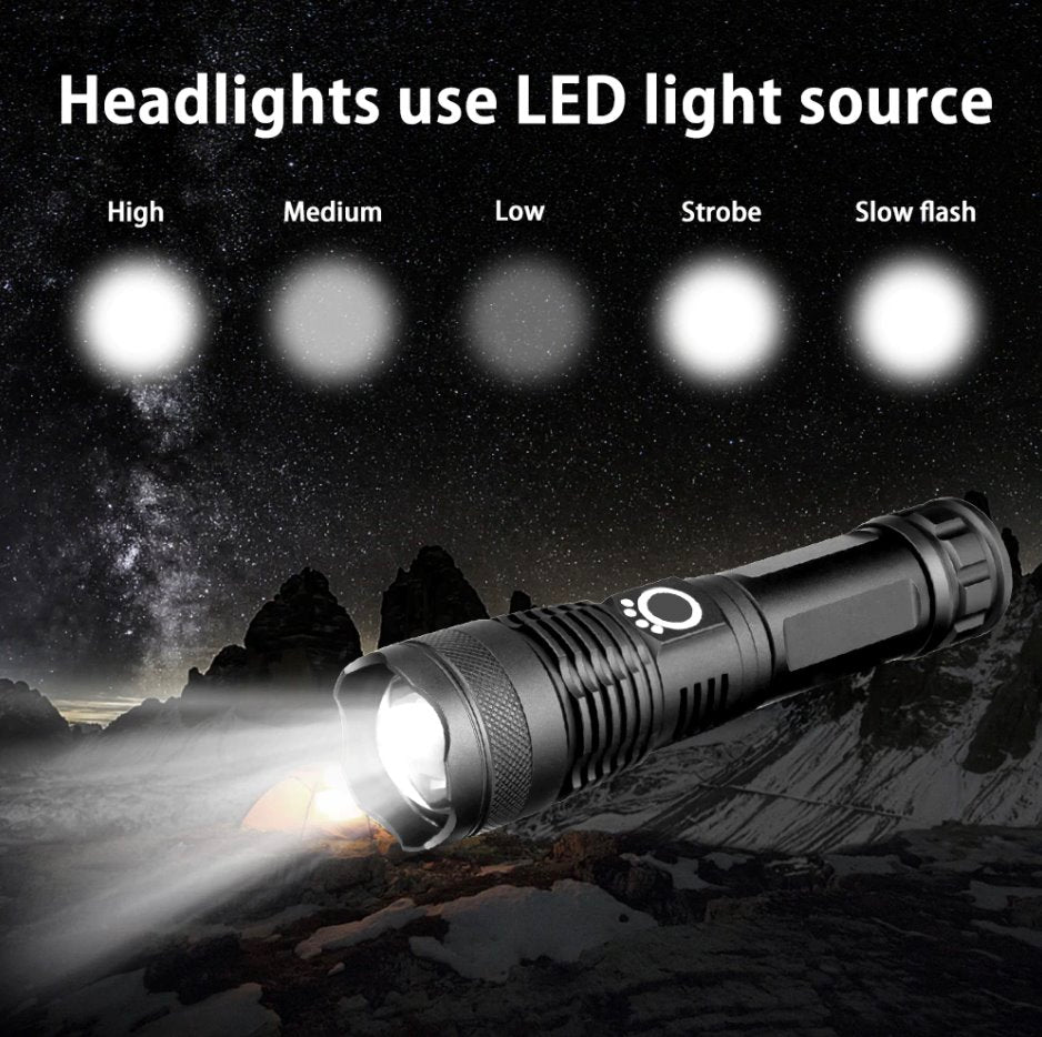Waterproof Rechargeable LED Torch 500m Torches & Headlamps Best Toy Store
