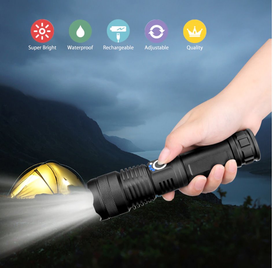 Waterproof Rechargeable LED Torch 500m Torches &amp; Headlamps Best Toy Store 