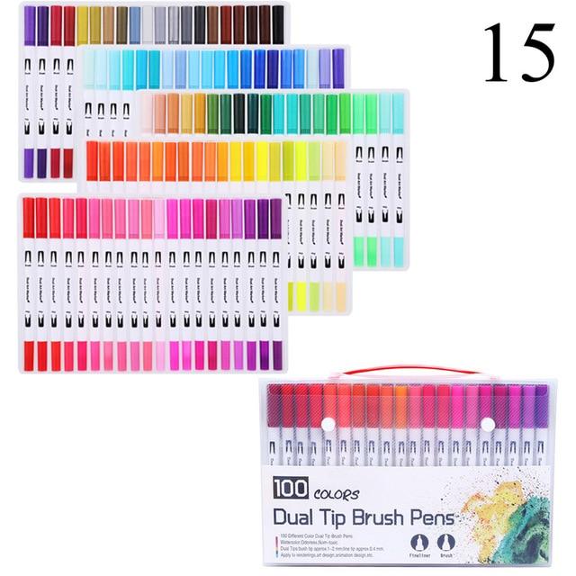 Dual Tip Non-Toxic Marker Pens Markers & Highlighters Best Toy Store 100 Colours White 