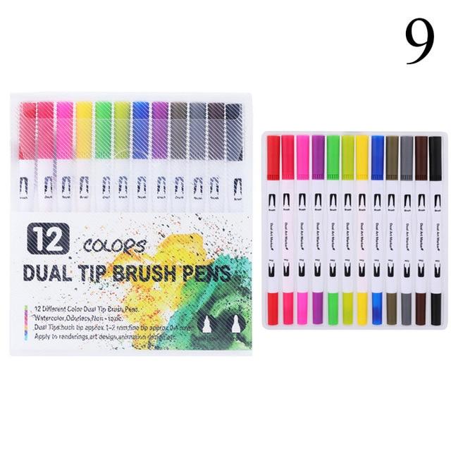 Dual Tip Non-Toxic Marker Pens Markers & Highlighters Best Toy Store 12 Colours White 