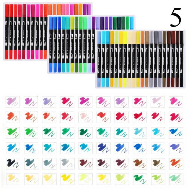 Dual Tip Non-Toxic Marker Pens Markers & Highlighters Best Toy Store 60 Colours Black 