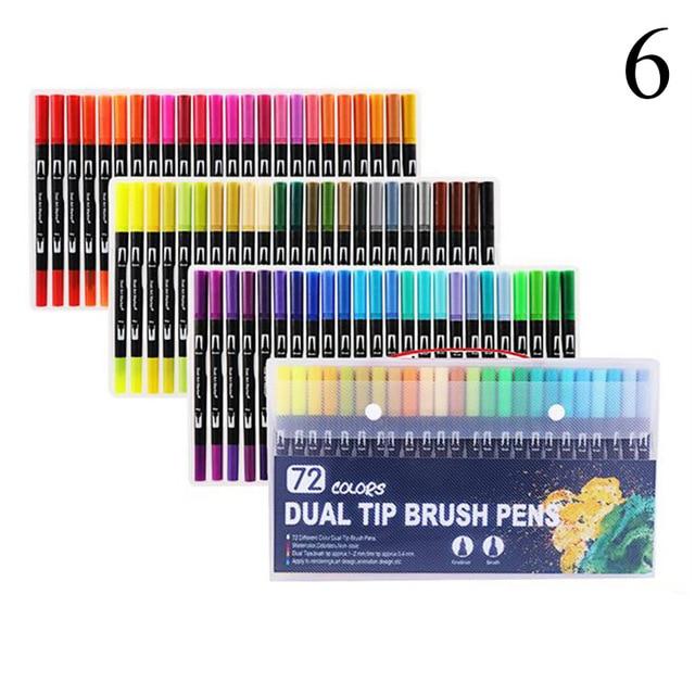 Dual Tip Non-Toxic Marker Pens Markers & Highlighters Best Toy Store 72 Colours Black 