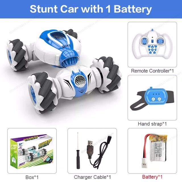 Hand Gesture Remote Control Drift Stunt Car RC Cars Best Toy Store Blue + Watch + 1 Battery 