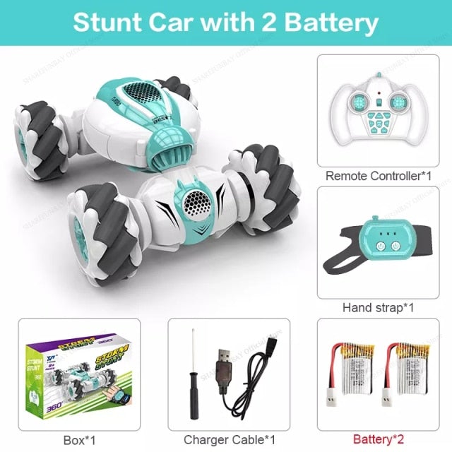 Hand Gesture Remote Control Drift Stunt Car RC Cars Best Toy Store Green + Watch + 2 Batteries 