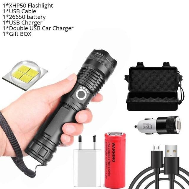 Waterproof Rechargeable LED Torch 500m Torches & Headlamps Best Toy Store Package 2 