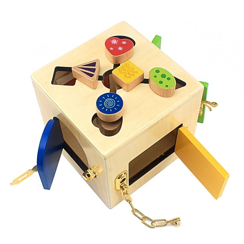 Wooden Shapes Latches and Locks Box Baby Activity Toys Best Toy Store 